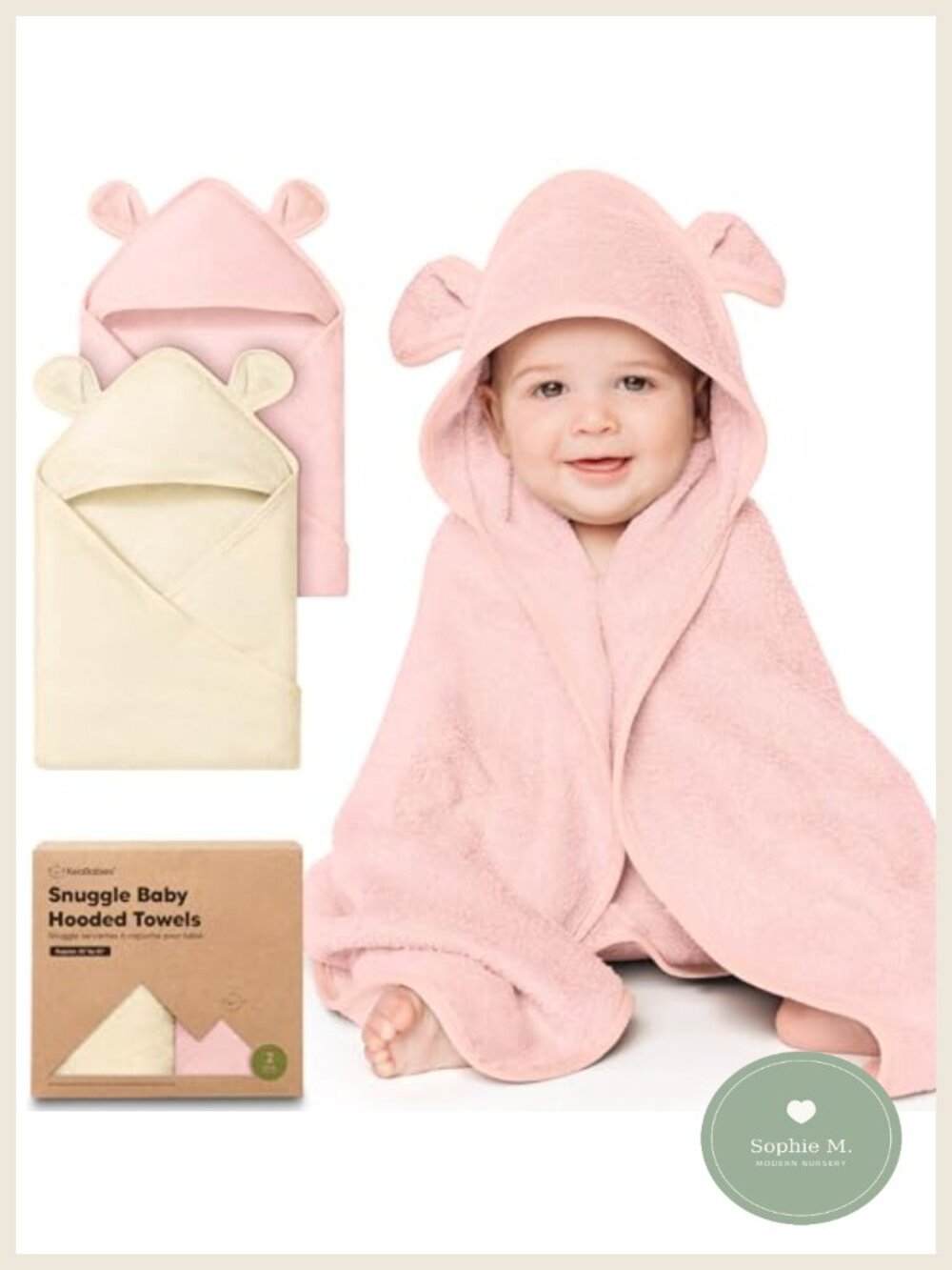 2-Pack Hooded Baby Towels Viscose Derived from Bamboo Terry Cloth 35x35